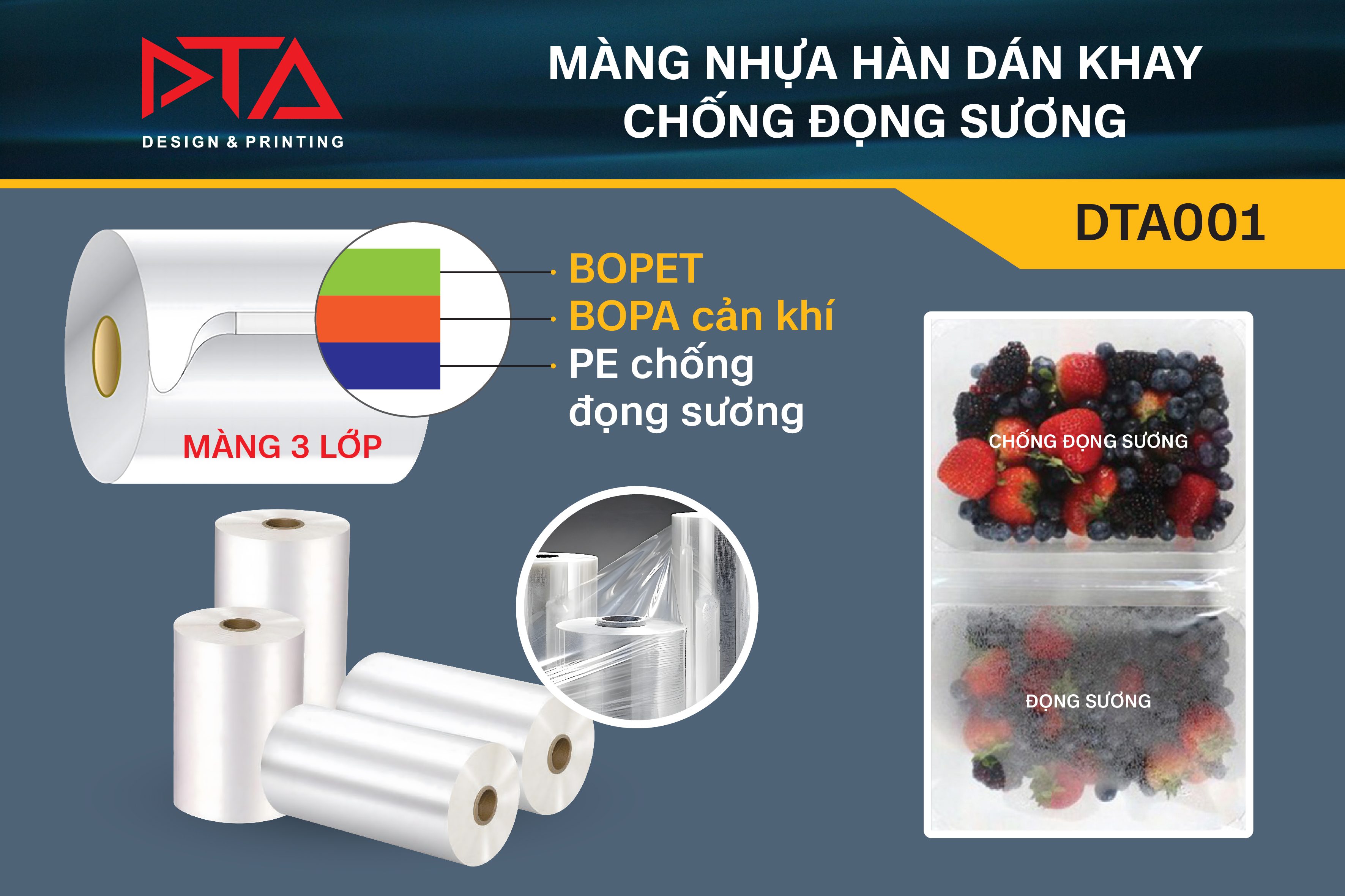 MÀNG NHỰA HÀN DÁN KHAY CHỐNG ĐỌNG SƯƠNG